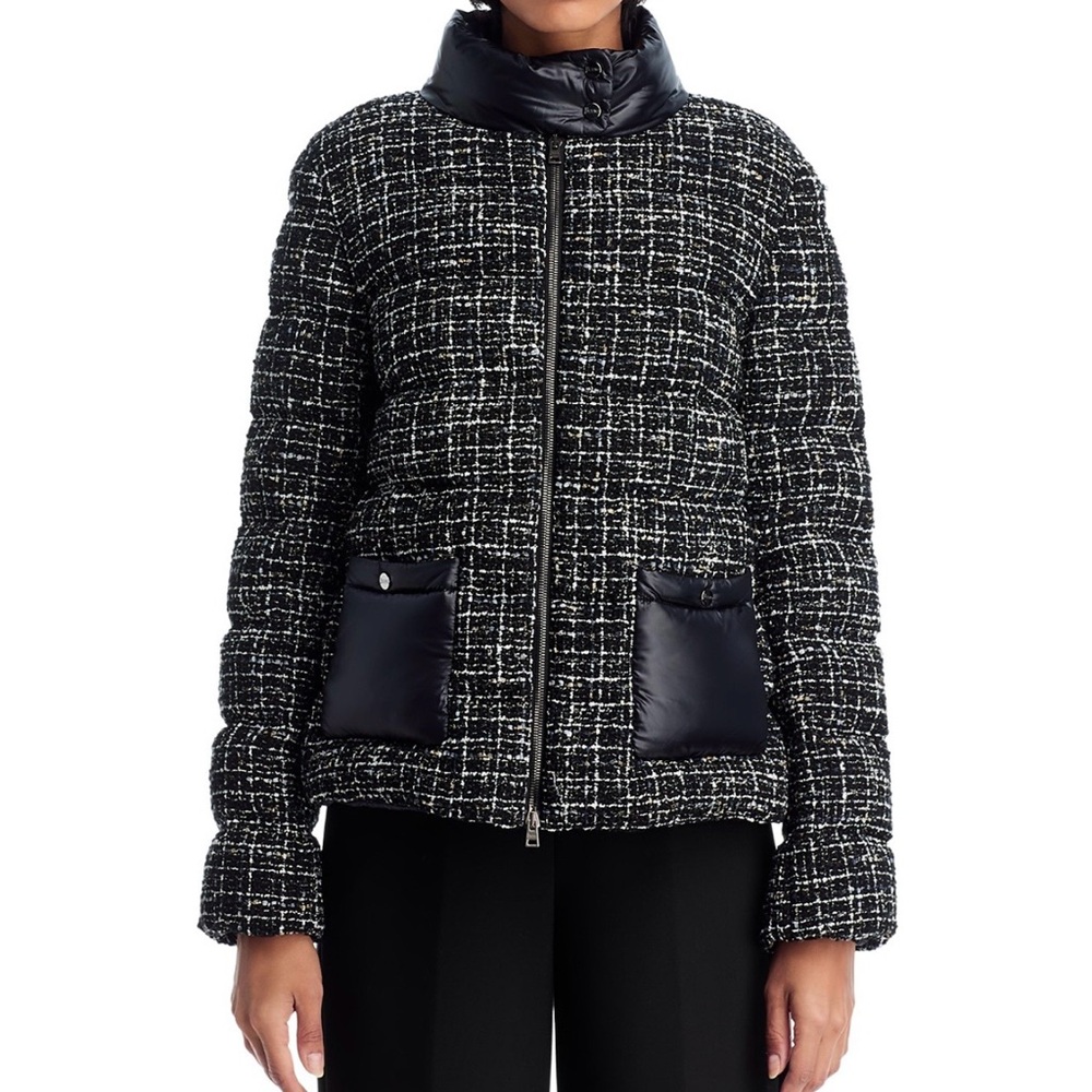 Herno Black and White Tweed Puffer Jacket